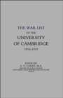Image for War List of the University of Cambridge 1914-1918