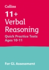Image for 11+ verbal reasoning quick practice tests  : for the GL assessment testsAge 10-11