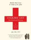 Image for British Red Cross and Order of St John Enquiry List for Wounded and Missing : July 24th 1915