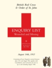Image for British Red Cross and Order of St John Enquiry List for Wounded and Missing : August 14th 1915