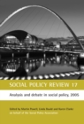 Image for Social Policy Review 17: Analysis and debate in social policy, 2005