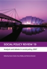 Image for Social policy review 19: analysis and debate in social policy, 2007