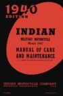 Image for Indian Military Motorcycle Model 340 Manual of Care and Maintenance