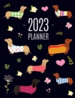 Image for Dachshund Planner 2023 : Funny Dog Monthly Agenda January-December Organizer (12 Months) Cute Puppy Scheduler with Flowers &amp; Pretty Pink Hearts