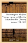 Image for Memoire Pour Adolphe-Thomas Lacon, President Du Tribunal Civil de Clamecy Menace
