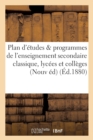 Image for Plan d&#39;Etudes Et Programmes de l&#39;Enseignement Secondaire Classique Dans Les Lycees Et Colleges