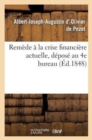 Image for Remede A La Crise Financiere Actuelle, Depose Au 4e Bureau