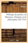 Image for M?langes de Po?sies, de Litt?rature, d&#39;Histoire Et de Philosophie