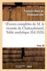 Image for Oeuvres Compl?tes de M. Le Vicomte de Chateaubriand, Tome 28 Table Analytique