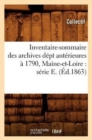 Image for Inventaire-Sommaire Des Archives Dept Anterieures A 1790, Maine-Et-Loire: Serie E. (Ed.1863)
