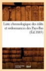Image for Liste Chronologique Des Edits Et Ordonnances Des Pays-Bas (Ed.1885)