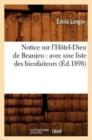 Image for Notice Sur l&#39;H?tel-Dieu de Beaujeu: Avec Une Liste Des Bienfaiteurs (?d.1898)