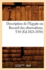 Image for Description de l&#39;Egypte Ou Recueil Des Observations. T10 (Ed.1821-1830)
