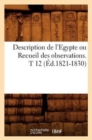 Image for Description de l&#39;Egypte Ou Recueil Des Observations. T 12 (Ed.1821-1830)
