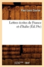 Image for Lettres ?crites de France Et d&#39;Italie (?d.19e)