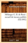 Image for Melanges G. B. de Rossi: Recueil de Travaux Publies (Ed.1892)