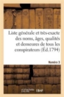 Image for Liste Generale Et Tres-Exacte Des Noms, Ages, Qualites Et Demeures. Numero 3