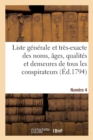 Image for Liste Generale Et Tres-Exacte Des Noms, Ages, Qualites Et Demeures. Numero 4