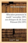 Image for Allocution Prononc?e Le Mardi 7 Novembre 1893