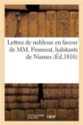 Image for Lettres de Noblesse En Faveur de MM. Froment, Habitants de Nismes