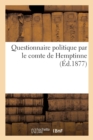 Image for Questionnaire Politique Par Le Comte de Hemptinne