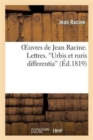 Image for Oeuvres de Jean Racine. Lettres. &#39;Urbis Et Ruris Differentia&#39;