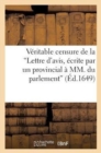 Image for V?ritable Censure de la Lettre d&#39;Avis