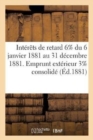 Image for Interets de Retard 6% Du 6 Janvier 1881 Au 31 Decembre 1881, Emprunt Exterieur 3% Consolide