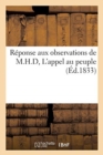 Image for Reponse Aux Observations de M.H.D, l&#39;Appel Au Peuple