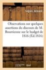 Image for Observations Sur Quelques Assertions Du Discours de M. Bourrienne Sur Le Budget de 1816