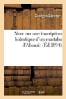 Image for Note Sur Une Inscription Hi?ratique d&#39;Un Mastaba d&#39;Abousir