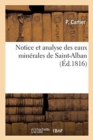 Image for Notice Et Analyse Des Eaux Minerales de Saint-Alban