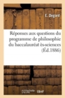 Image for Reponses Aux Questions Du Programme de Philosophie Du Baccalaureat Es-Sciences