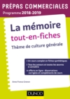 Image for La Memoire Tout-En-Fiches - Theme De Culture Generale Prepas Commerciales 2018-2019