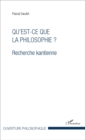 Image for Qu&#39;est-ce que la philosophie ?: Recherche kantienne