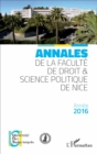 Image for Annales de la faculte de Droit et Science politique de Nice: Annee 2016