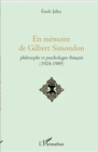 Image for En memoire de Gilbert Simondon: philosophe et psychologue francais - (1924-1989)