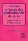 Image for Lexique a l&#39;usage des professionls de sante  Anglais-Francais-Fr-A