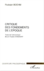 Image for Critique Des Fondements De L&#39;epoque