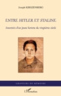 Image for Entre hitler et staline - souvenirs d&#39;un jeune homme du ving.