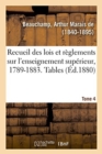 Image for Recueil Des Lois Et R?glements Sur l&#39;Enseignement Sup?rieur, 1789-1883. Tome 4. Tables Tome 1-3