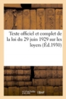 Image for Loi Du 29 Juin 1929 Sur Les Loyers, Modifiant Et Compl?tant La Loi Du 1er Avril 1926