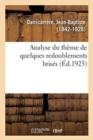 Image for Analyse Du Th?me de Quelques Redoublements Bris?s Qui Sont Communs ? l&#39;Idiome Basque