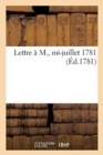 Image for Lettre A M., Mi-Juillet 1781