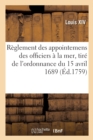 Image for R?glement Des Appointemens Des Officiers ? La Mer Et Solde Des ?quipages