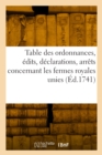 Image for Table Des Ordonnances, ?dits, D?clarations, Arr?ts Du Conseil Et de la Cour Des Aydes