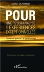 Image for Pour une psychanalyse des experiences exceptionnelles.