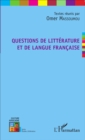 Image for Questions de litterature et de langue francaise