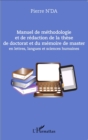 Image for Manuel de methodologie et de redaction de la these de doctorat et du memoire de master: en lettres, langues et sciences humaines