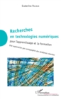 Image for Recherches en technologies numeriques: pour l&#39;apprentissage et la formation - Une exploration par cartographie des tendances recentes.